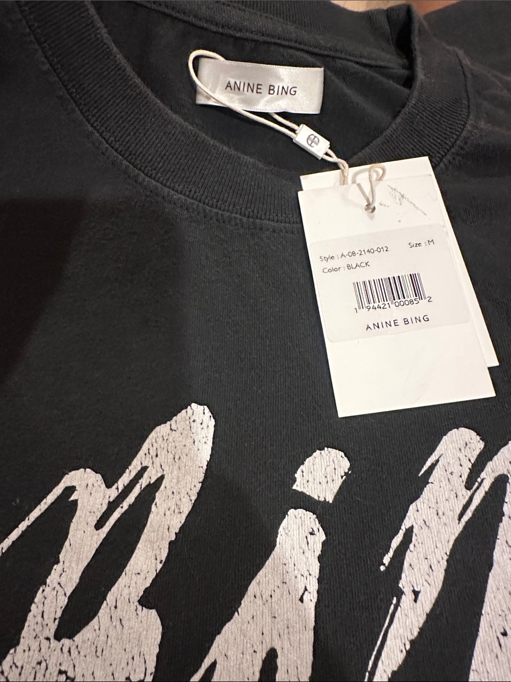 NWT Anine Bing - Lili Basic Bing Tee in Vintage Black Size M - Picture 8 of 10